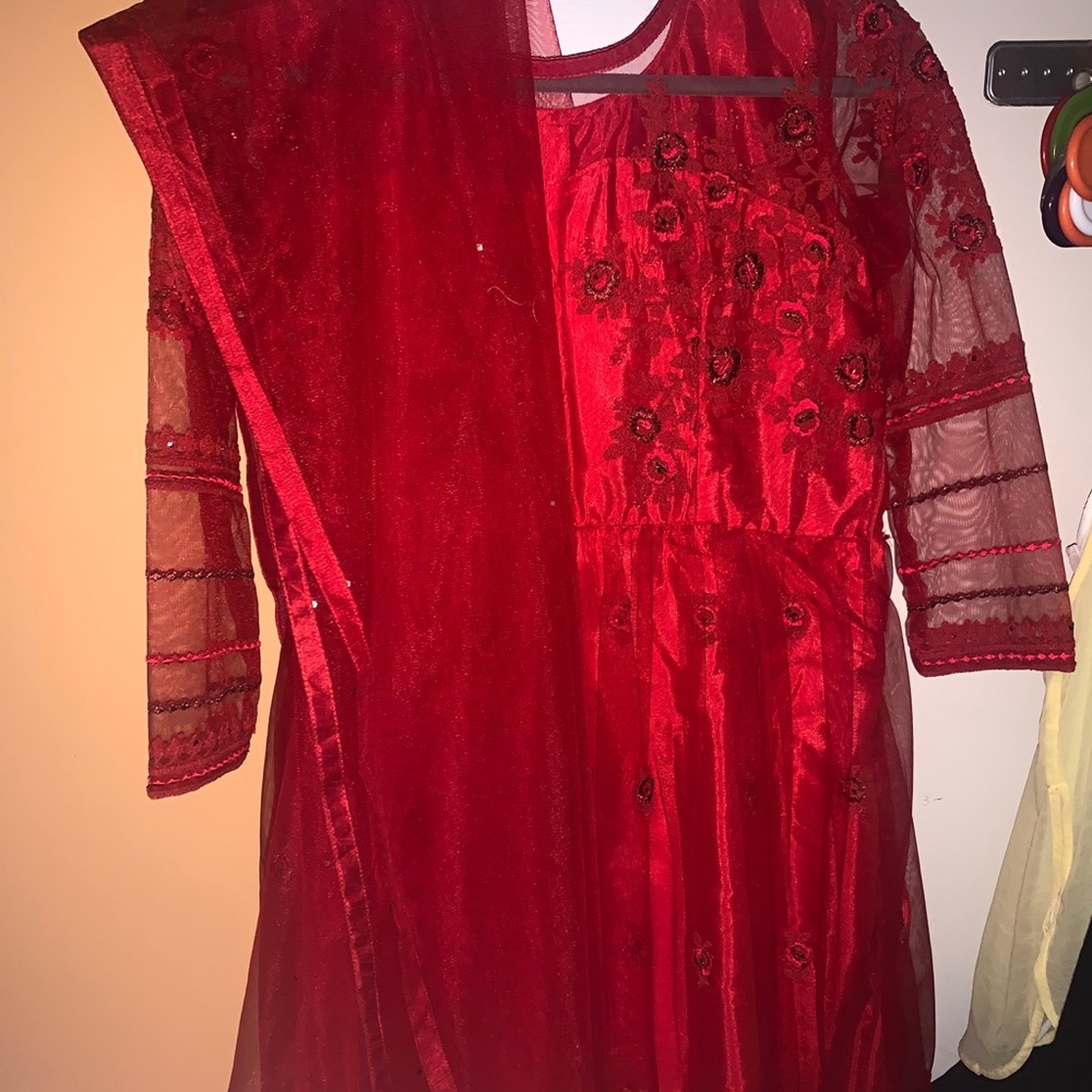 Red sharara Indian dress
